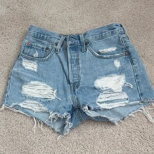 Levi's Light Blue Ripped Jean Shorts